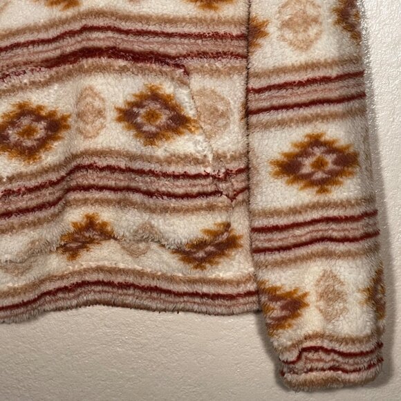 Hippie Rose XL Cropped Cream Aztec Faux Fur Pop-over SweaterSoft Warm Cozy - Picture 6 of 14